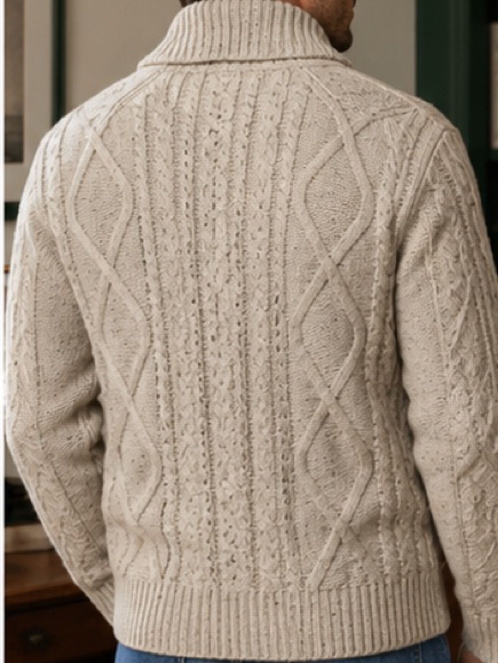Saks Fifth Avenue Cable Knit Shawl Collar Cardigan Wool Cashmere Sweater M - Picture 9 of 9